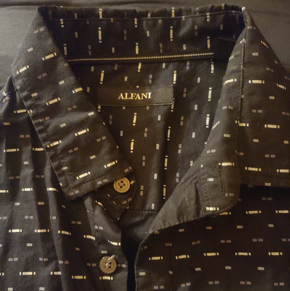 ALFANI Men's Casual Button Down Dress Shirt | Black | Long Sleeve | Medium - Picture 2 of 4